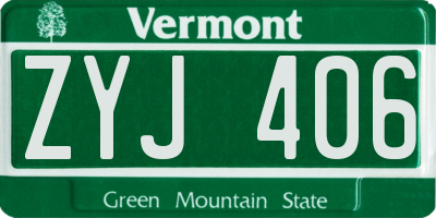 VT license plate ZYJ406