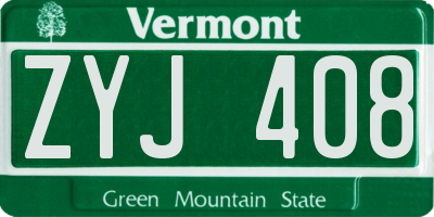 VT license plate ZYJ408