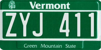 VT license plate ZYJ411