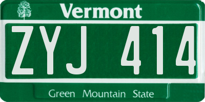 VT license plate ZYJ414