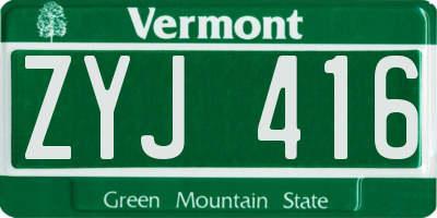 VT license plate ZYJ416