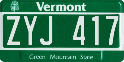 VT license plate ZYJ417