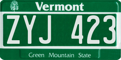 VT license plate ZYJ423