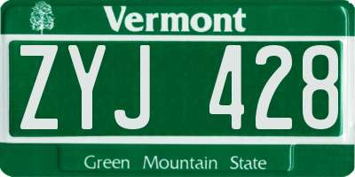 VT license plate ZYJ428