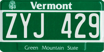VT license plate ZYJ429