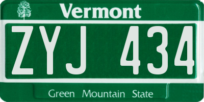 VT license plate ZYJ434