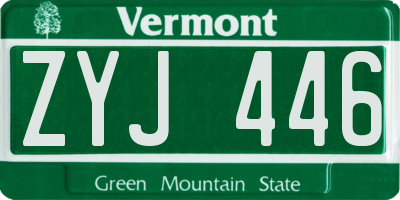 VT license plate ZYJ446