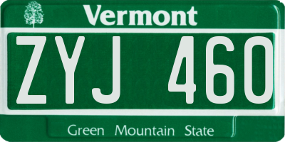 VT license plate ZYJ460