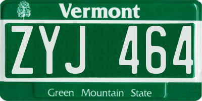 VT license plate ZYJ464