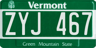 VT license plate ZYJ467