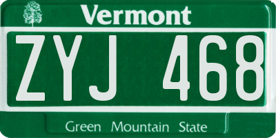 VT license plate ZYJ468