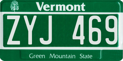 VT license plate ZYJ469