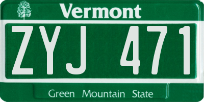 VT license plate ZYJ471