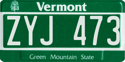 VT license plate ZYJ473