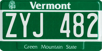 VT license plate ZYJ482