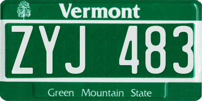 VT license plate ZYJ483