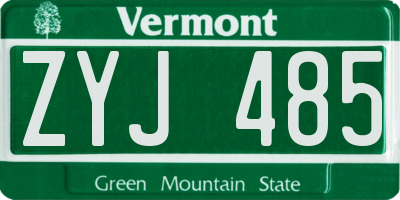 VT license plate ZYJ485