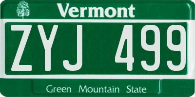 VT license plate ZYJ499