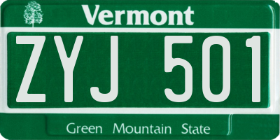 VT license plate ZYJ501