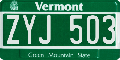 VT license plate ZYJ503