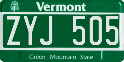 VT license plate ZYJ505