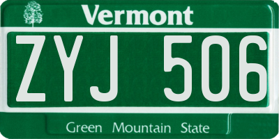 VT license plate ZYJ506