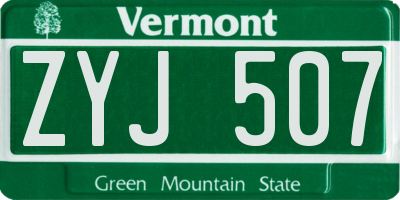 VT license plate ZYJ507