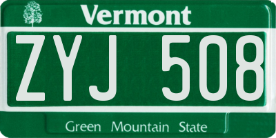 VT license plate ZYJ508