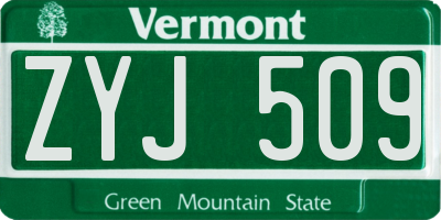 VT license plate ZYJ509
