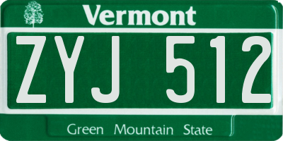 VT license plate ZYJ512