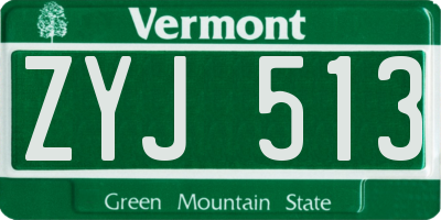 VT license plate ZYJ513