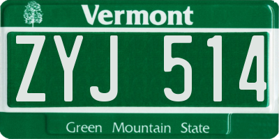 VT license plate ZYJ514