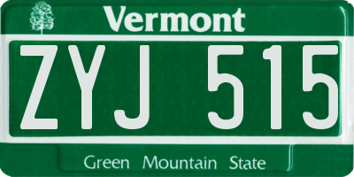 VT license plate ZYJ515
