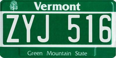 VT license plate ZYJ516
