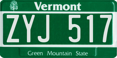 VT license plate ZYJ517