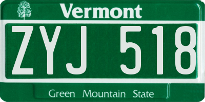 VT license plate ZYJ518