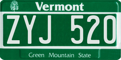 VT license plate ZYJ520