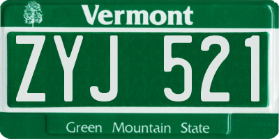VT license plate ZYJ521
