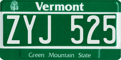 VT license plate ZYJ525