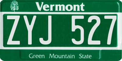 VT license plate ZYJ527