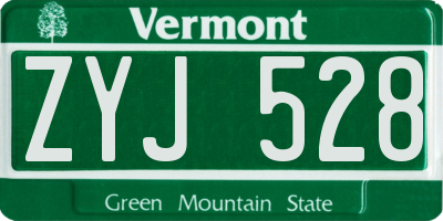 VT license plate ZYJ528