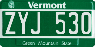 VT license plate ZYJ530