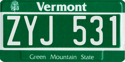 VT license plate ZYJ531