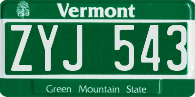 VT license plate ZYJ543