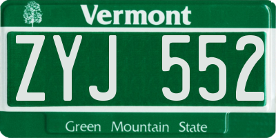 VT license plate ZYJ552