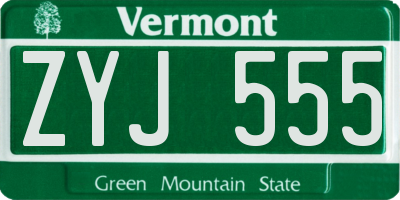 VT license plate ZYJ555