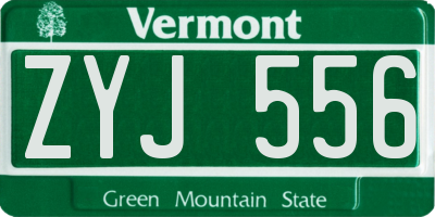 VT license plate ZYJ556