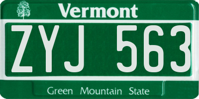 VT license plate ZYJ563