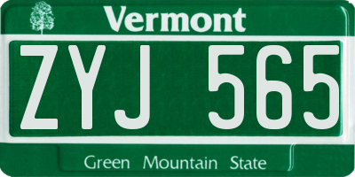VT license plate ZYJ565