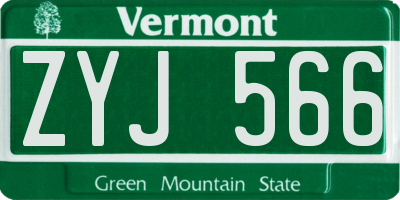 VT license plate ZYJ566